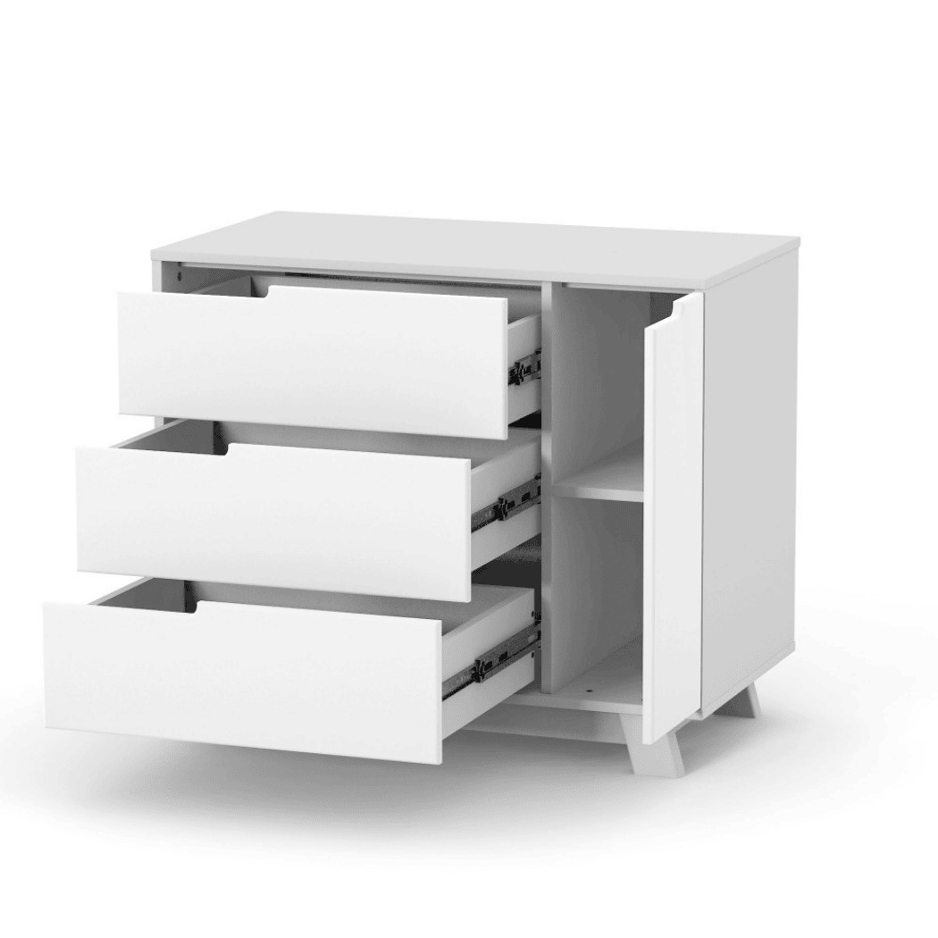 Dětská komoda Lussi Gekko Kids, 90x49x77cm, Bílá / Šedá